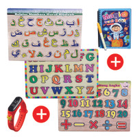 Mainan Edukasi Anak ISI 5 Berisi 3 Puzzle 1 Buku Ajaib dan 1 Jam Anak