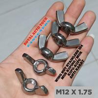 M12 Mur Kuping Stainless Steel 304 Wing Nut Kupu-Kupu