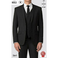 Code Male Paket Jas 3in1 Dapat 3 Produk Jas Celana Rompi Pria Hitam