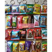 gantungan kunci miniatur snack bahan aluminium foil ring standart