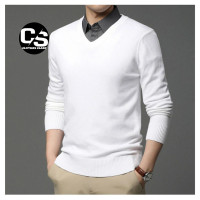 Sweater Pria Formal Lengan Panjang Slim Fit Cotton Rajut Halus Premium