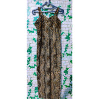 baju dress + topi bulu dru motif macan tutul ukuran M