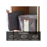 Foldable Clothes Storage Bins 2 PackMetal Frame Clothing Storage Box