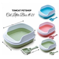cat litter box 21 UK 48x38x20 + Scoop kotak motif bintik
