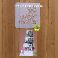 Designer Stencil : Feather Red Scroll Corner , 12.5 x 12.5 cm