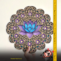Wall Art Mandala 3D Multilayer Pattern 2 Lotus