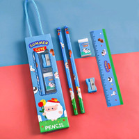 set alat tulis sekolah 5 in 1 karakter lucu stationery