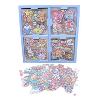 100 PCS Stiker motif beruang explorer kartun Lucu Anti Air Bahan PET