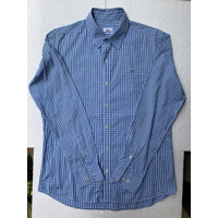 kemeja pria lacoste warna biru kotak-kotak