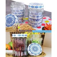 Toples Kaca Herevin 950 ML/1000ML/1250ML /1350 ML Tutup drat plastik /