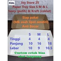 Food Paper Tray M&L 50pcs (tempat makanan kertas siap pakai laminasi )