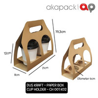 CH 001 K02 DUS KRAFT / PAPER BOX CUP HOLDER / UNTUK HOT CUP 8 OZ / TEM