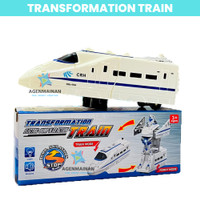 Mainan Anak Kereta Api Transformation Train Berubah Robot Lampu Suara