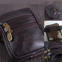 Tas Pinggang Kulit Sapi Asli Multi-function Men Waist Pack
