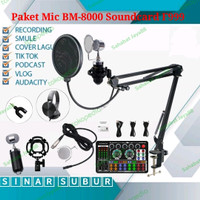 Paket Microphone BM8000 Soundcard F999 Stand Arm Pop Filter