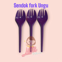 Sendok Garpu 2in1 UNGU - Sendok Makan Garpu Makan - Sendok Plastik