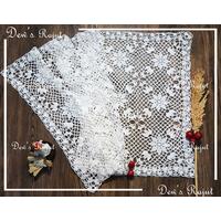 Taplak Meja Persegi Panjang Rajut Twenty One Flowers Handmade Crochet