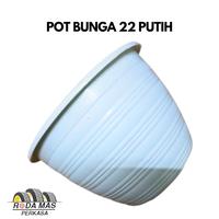 PROMO Pot Tanaman dan Bunga Plastik Putih Tawon 22 cm Termurah
