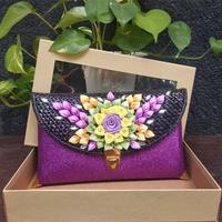 Cluth full bunga slot ungu 25x15 cm