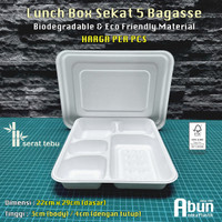 Lunch Box Bagasse Compartment Sekat 5 (22x29cm)