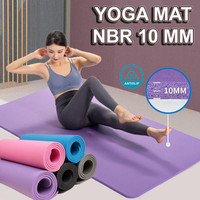 NBR Yoga Mat 10mm Matras Yoga Pilates Alas Anti Slip Tebal Gym Mat