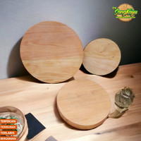 Talenan kayu bulat Diameter 21 cm Wooden cutting board nampan tray