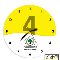Jam Dinding Kayu Logo Partai Wall Clock Kampanye Pilpres 2024 Pemilu