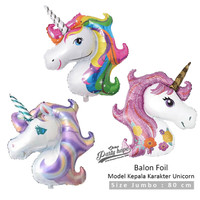 Balon Foil Kuda Tanduk jumbo / Balon Foil Kepala Kuda Pony Karakter