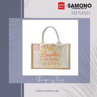 Miniso Tote Bag Happiness Series Cotton & jute Shopping Bag