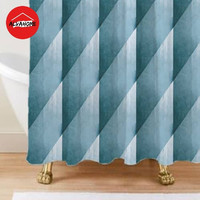 Tirai Kamar Mandi Polyester Motif Blue 180 cm x 200 cm