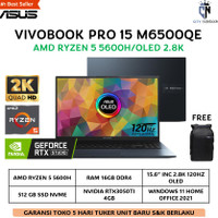 ASUS VIVOBOOK PRO 15 OLED M6QE RYZEN 5 5600H RTX3050TI 4GB 16GB 512GB