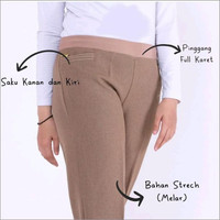 (Kode. B832R) Celana Kerja Wanita Pinggang Karet Premium