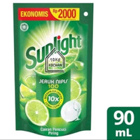 SUNLIGHT 2000 LIME JERUK NIPIS, REFILL 90ML | SABUN CUCI PIRING POUCH