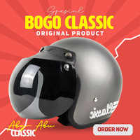 HELM BOGO DEWASA CLASSIK KACA DATAR/CEMBUNG FREE PACKING BOX