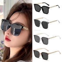 Hitam Fashion Model Rantai Logam Plastik Anti UV Fashion Woman Sunglasses Eyewear