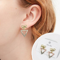anting anting jurai segitiga permata gapit rhodium stainless titanium pita segitiga