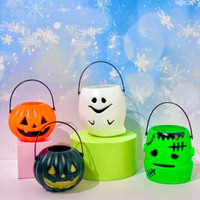 [6pcs] Halloween Pumpkin Mini Bucket Mini Case Bento Goods - Bucket Mini Pumpkin Dekorasi Halloween Printilan Bekal