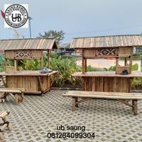 Warung angkringan full bambu satuset dan kursi bambu
