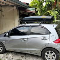 Roof Box mobil Premium 550 liter + crossbar + instalasi