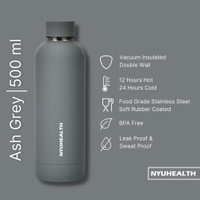 Nyuhealth Botol Minum Tumbler Stainless Steel Termos Warna Ash Grey 500 ml
