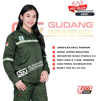 Gudang Wearpack - Baju Kerja Seragam Proyek Warna Hijau Army Polos