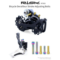 RISK Baut Titanium M4 x 13.5 M4 x 20mm untuk Setel Gear FD / RD Adjust Limiter Screw Front Rear Derailleur Bolts Sepeda MTB Stroke H/L Tension Adjusting Screw