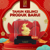 Pajangan Patung Shio Kelinci Hoki Lapis Emas 24K Patung Shio Kelinci