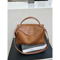 Niche Design Cowhide Boston Bag 2024 New One Shoulder Crossbody Pillow Bag Retro Portable Commuter Bag