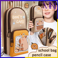 MRJ Tempat Pensil 3D 3 Sekat Resleting Kotak Pensil Sekolah Anak Kapasitas Besar