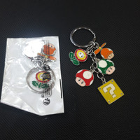 Super Mario 3D Keychain Gantungan Kunci key chain 5 Char Icon 1 Up Power Up Flower Question Block