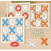 Mainan Edukasi Anak Tic Tac Toe Board Game Puzzle Kayu XO