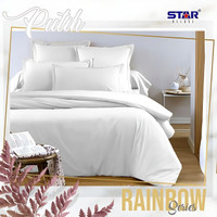 SEPREI SET KATUN LOKAL STAR BAHAN CVC MOTIF ONLY PUTIH