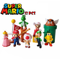 Topper Kue Mario Bros Figure Set isi 12 / Mainan Anak Mario Bros promo