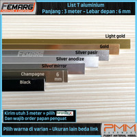 LIST VARIASI T 6mm OMEGA |LIS ALUMINIUM T MIRROR CHAMPAIGN BLACK DLL